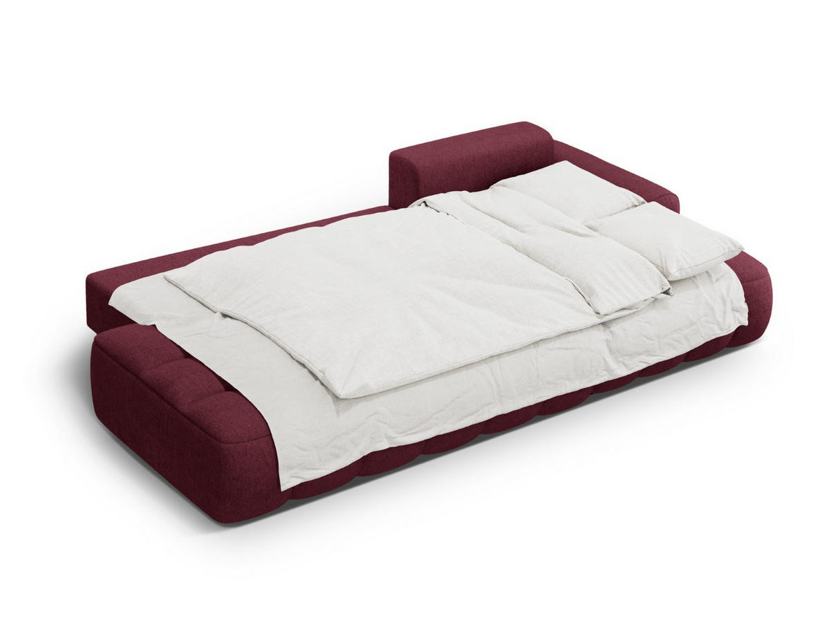 AUSKLAPPBARES-ECKSOFA rechts mit Container Linz aus strukturiertem Stoff burgundfarben 3 Sitzplätze - Bordeaux, Textil (142/275cm) - Cosmopolitan Design