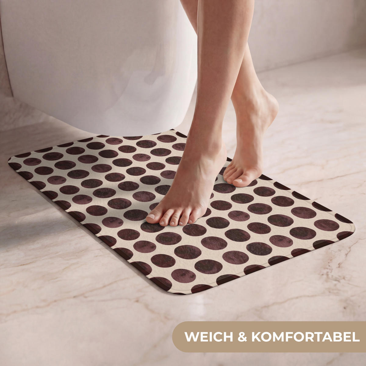 WC PŘEDLOŽKA Puntíky - Vzor - Hnědý 40x60 cm - bordeaux, textil/plast (40/1cm) - OnlyWow