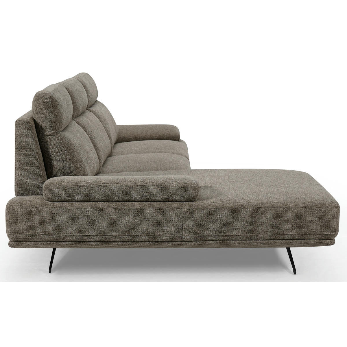 ECKSOFA Webstoff Braun - Schwarz/Braun, Textil/Metall (304/176cm) - Furnhouse