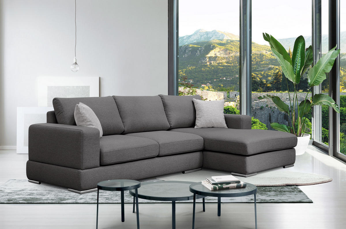 ECKSOFA OTTO 4-Sitzer, dunkelgrau - Dunkelgrau, Holzwerkstoff/Textil (279/159cm) - Courtois Laville