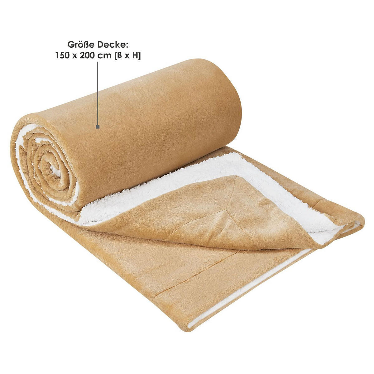 FLEECEDECKE Kuscheldecke 150x200 cm camel - Hellbraun, Textil (150/200cm) - Juskys