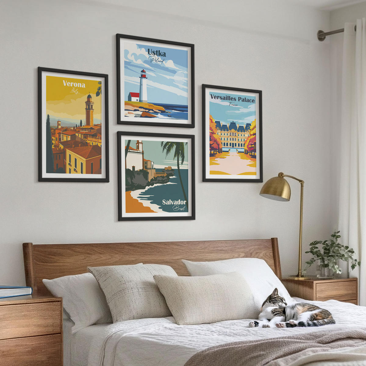 WANDBILDER 4er-Set - 50x50 cm & 40x60 cm Schwarzer Rahmen - Blicke auf berühmte Orte am Meer - Schwarz, Kunststoff (50/50cm) - ArtPrintCave