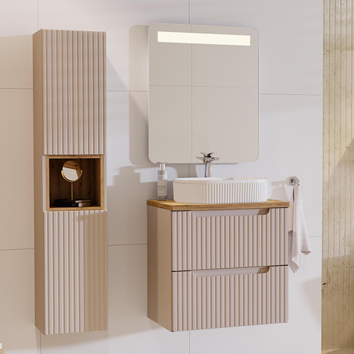 WASCHTISCHUNTERSCHRANK 60.4cm Riva Kaschmir - Beige, Holzwerkstoff (60.4/59/40cm) - Petits-meubles