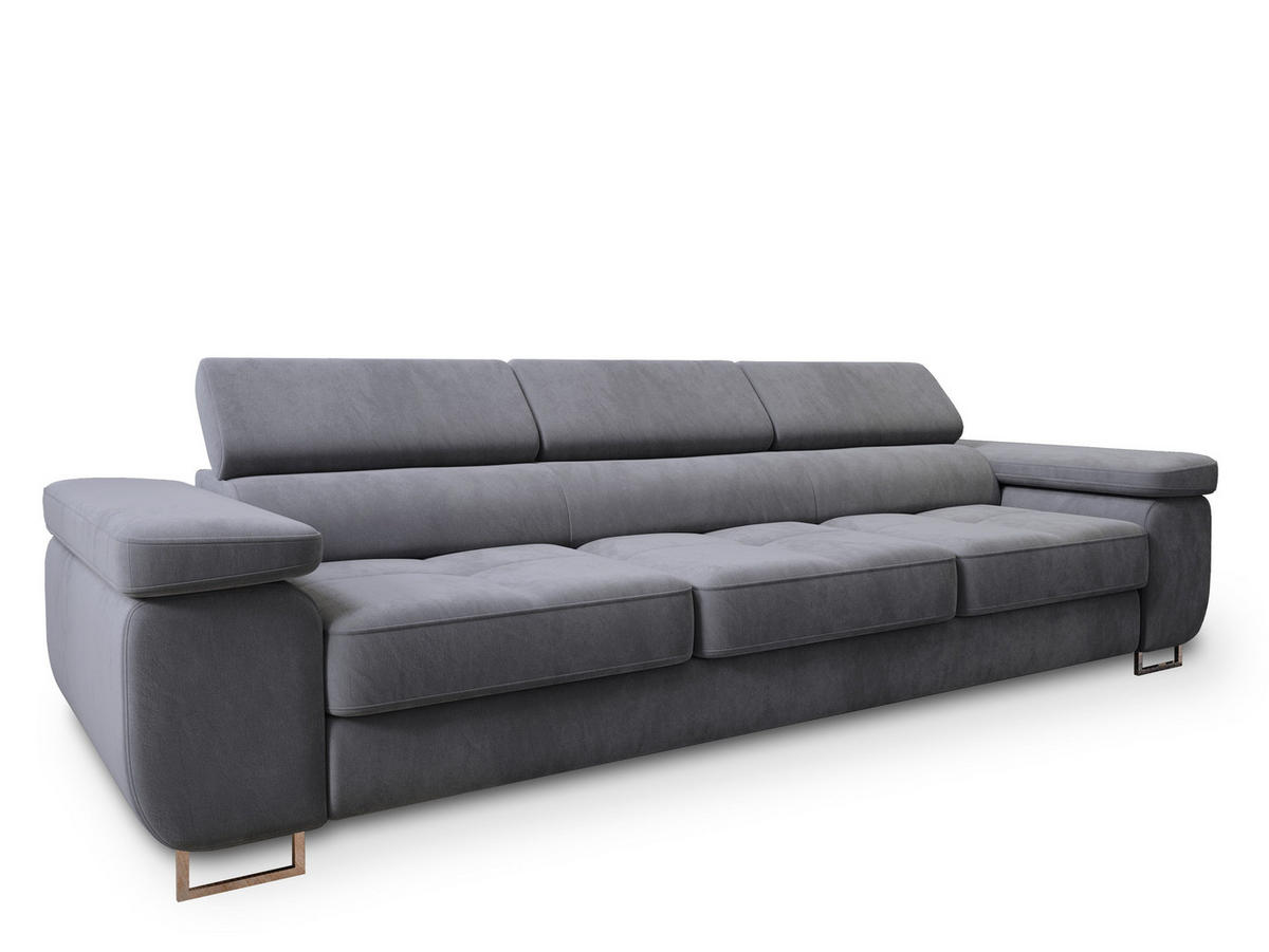 BETTSOFA MOSINE Grau Velours-Stoff mit Schlaffunktion - Grau, Textil (281/87/98cm) - MASSENO