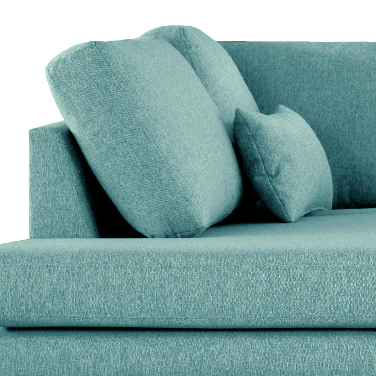 WOHNLANDSCHAFT mit Longchair - Eichefarben/Petrol, Eichenholz/Textil (371/81/219cm) - home24