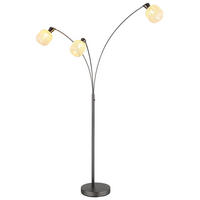 LED STEHLEUCHTE Metall, schwarz-chrom matt, Glas, Schalter - Orange, Glas (84.5/100/200.5cm) - Globo Lighting