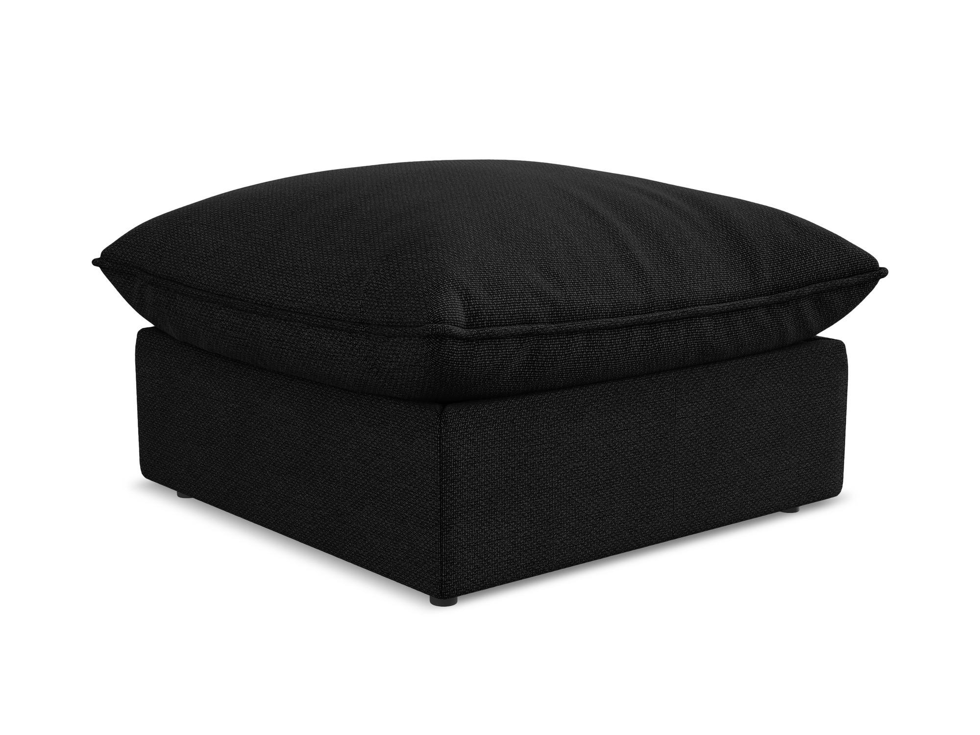 POUF Bouclé Stoff Schwarz - Schwarz, Holzwerkstoff/Kunststoff (75/45/75cm) - Makamii
