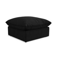 POUF Bouclé Stoff Schwarz - Schwarz, Holzwerkstoff/Kunststoff (75/45/75cm) - Makamii