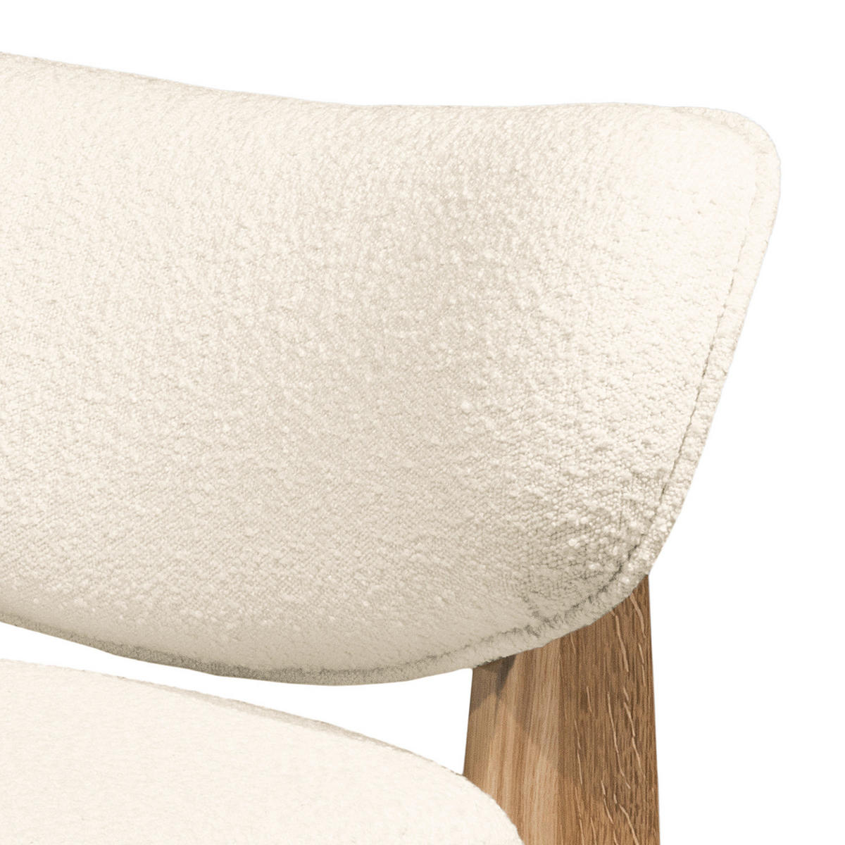 SESSEL - Bouclé - Eichefarben/Creme, Eichenholz/Holz (70/72/79cm) - home24