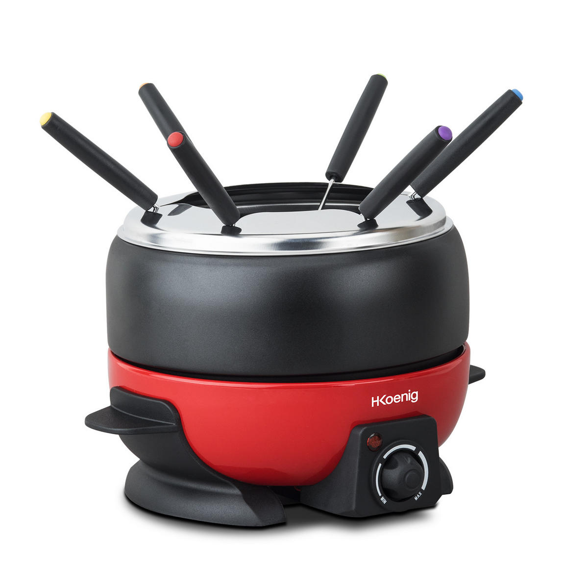 FONDUE-SET ALP1800 Rot, für 6 Personen - Schwarz, Metall (25/15.5/21.5cm) - HKoenig