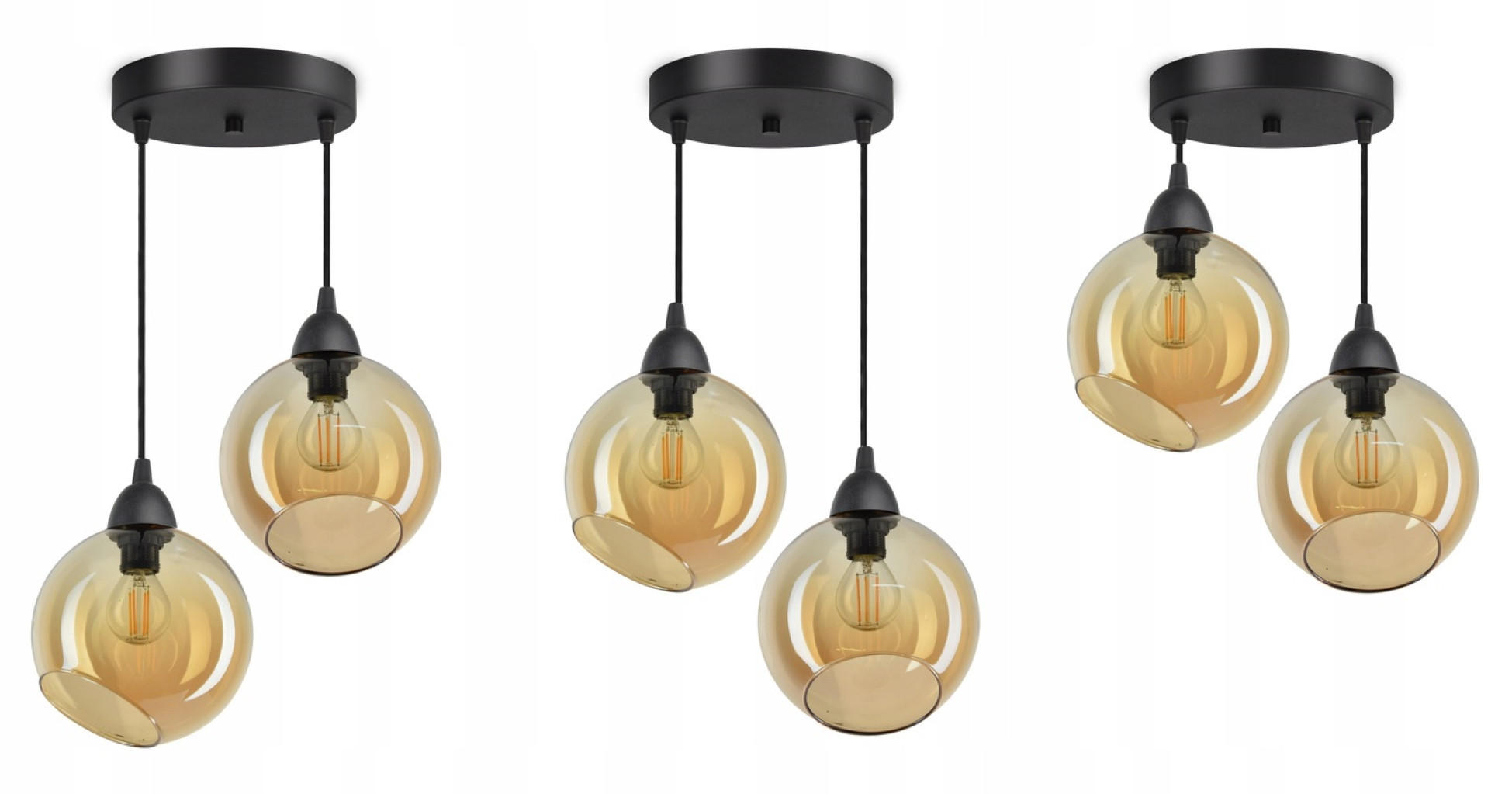 PENDELLEUCHTE Kogel - Transparent/Schwarz, Glas/Metall (30/30/80cm) - kiki design