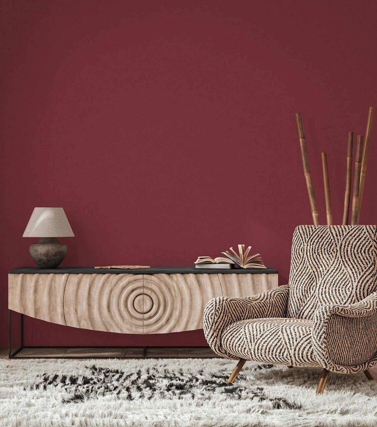 VLIESTAPETE Rot 53/1005 cm - Rot, Textil (53/1cm) - KUNSTLOFT