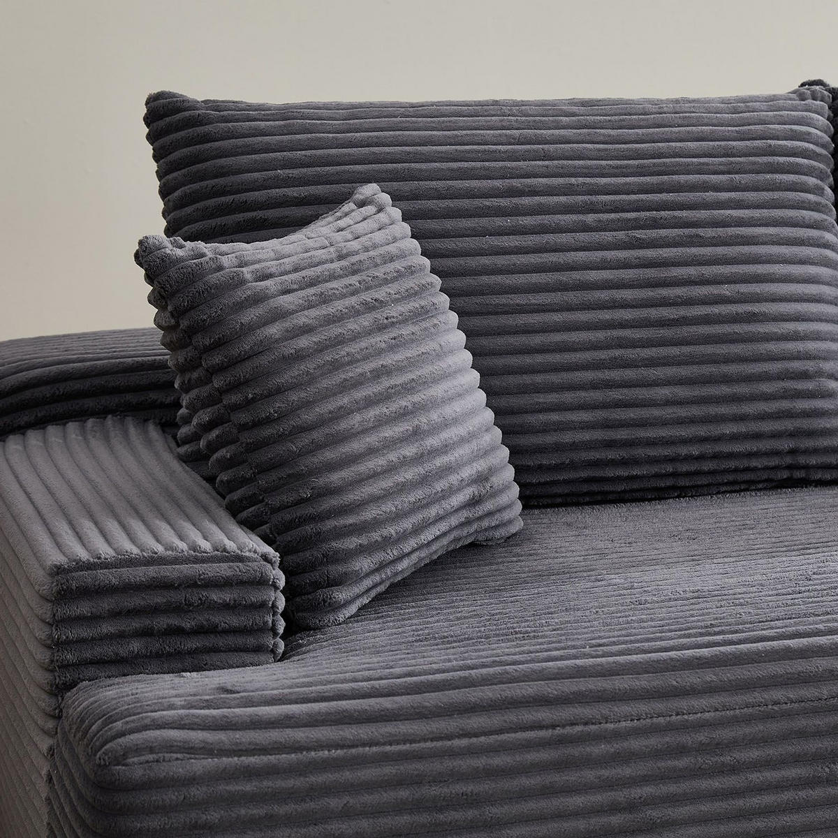 SOFA Coredo dunkelgrau Cord - Dunkelgrau, Textil (250/155cm) - Juskys