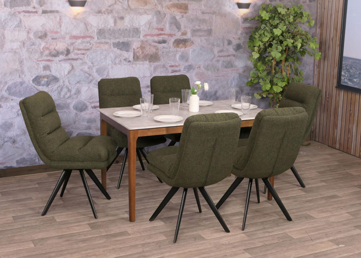 ESSZIMMERSTUHL Grün 6er-Set - Grün, Textil (48/92/68cm) - MCW