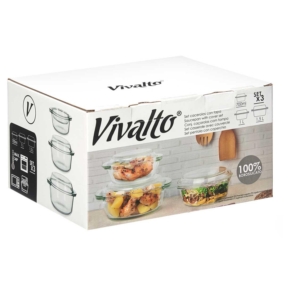 AUFLAUFFORM Rund 3er-Set - Transparent, Glas (21cm) - Vivalto