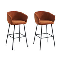 BARHOCKER 2er-Set - Stoff & schwarzes Metall - Terracotta - LAZONI - Braun, Textil (54/101/52cm) - Pascal Morabito