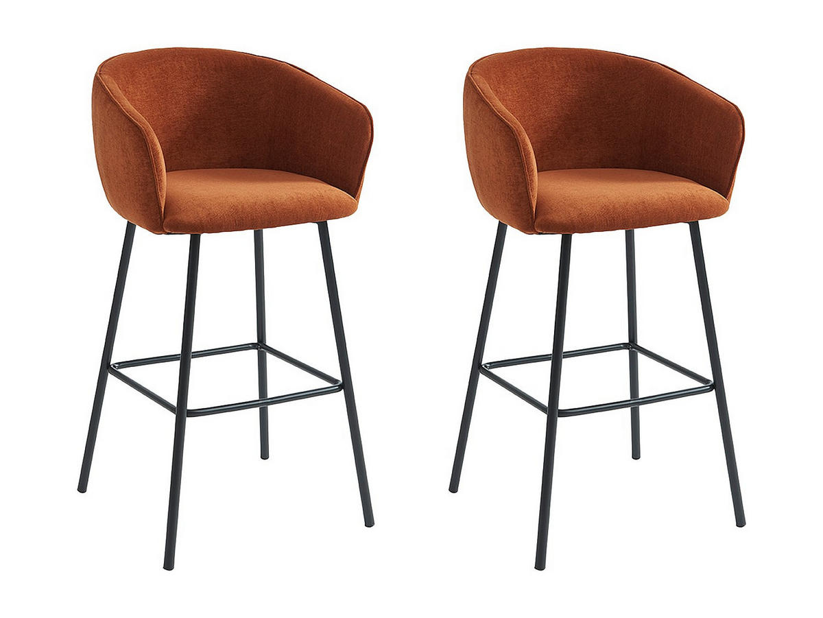 BARHOCKER 2er-Set - Stoff & schwarzes Metall - Terracotta - LAZONI - Braun, Textil (54/101/52cm) - Pascal Morabito
