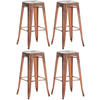 BARHOCKER 4er Set Metall kupfer - Kupferfarben, Metall (43/76/43cm) - CLP