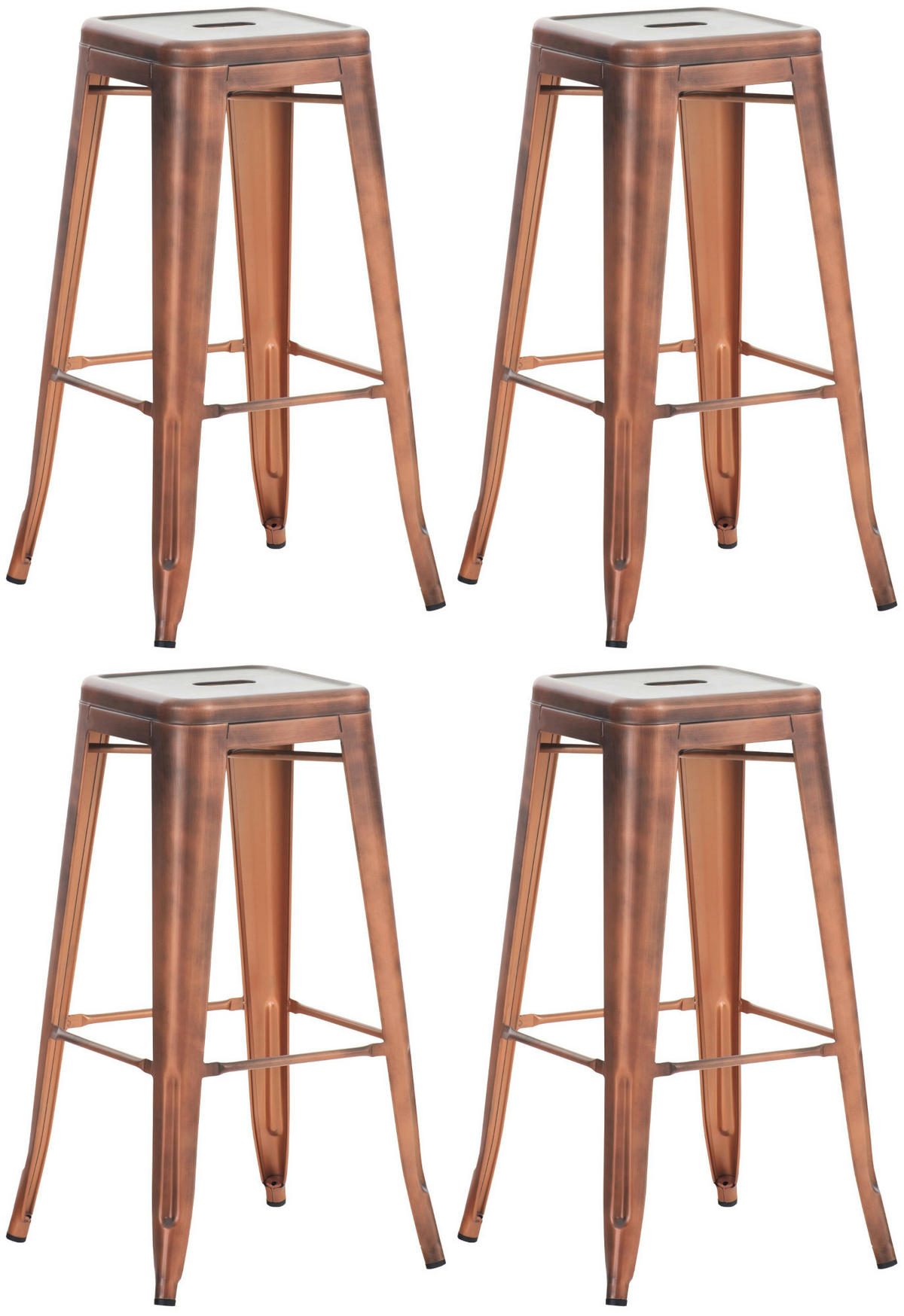 BARHOCKER 4er Set Metall kupfer - Kupferfarben, Metall (43/76/43cm) - CLP