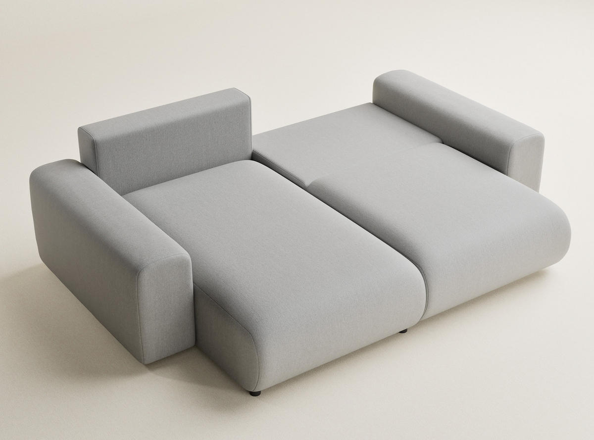 ECKSOFA MIT SCHLAFFUNKTION Solo Hellgrau Webstoff - Hellgrau/Schwarz, Holz/Holzwerkstoff (255/168cm) - Maison de Reve