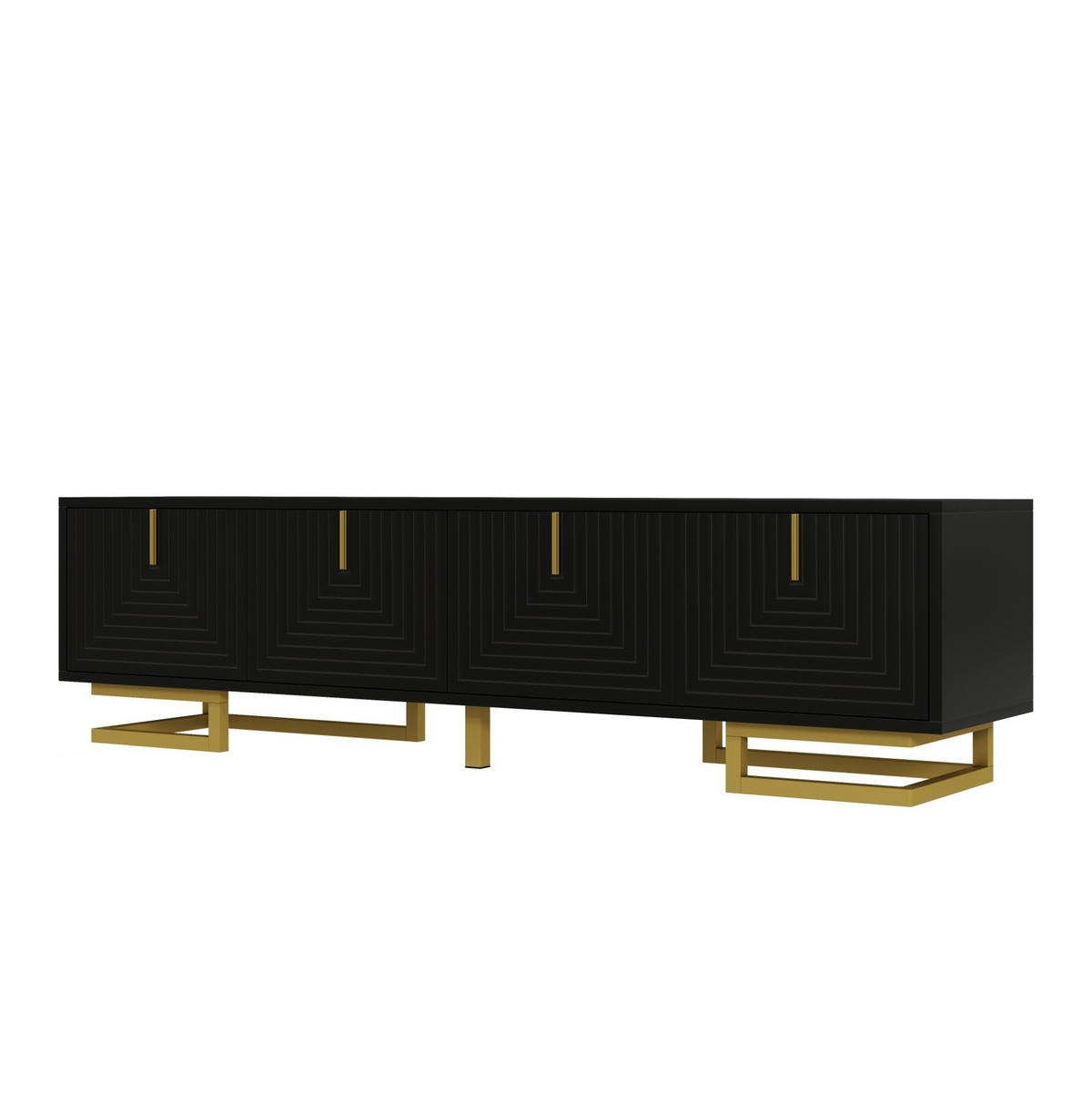 TV-LOWBOARD 160/38/44,5 cm mit 4 Türen und Soft-Close in Schwarz - Schwarz, Holzwerkstoff (160/44.5/38cm) - BEAOK