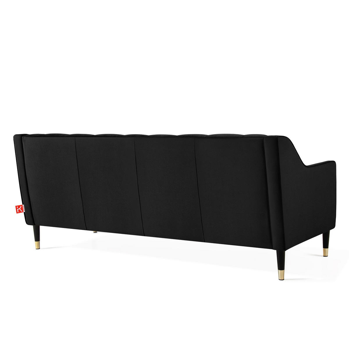 3-SITZER-SOFA NOMUS Velours, gesteppt, Schwarz - Wengefarben/Schwarz, Holz/Holzwerkstoff (192/78/80cm) - KONSIMO®