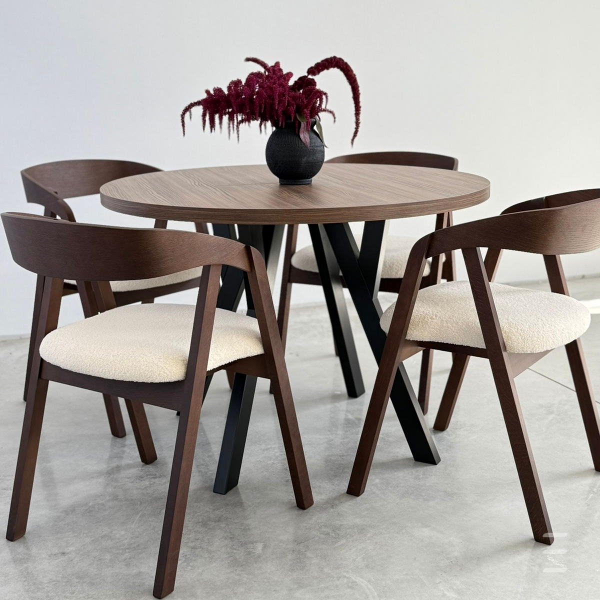 ESSTISCH Runder Ausziehbarer PERO 120/220 Franklin Nuss / Weiß - Dunkelbraun/Weiß, Holz (220/120/77cm) - Dekori_Interiors