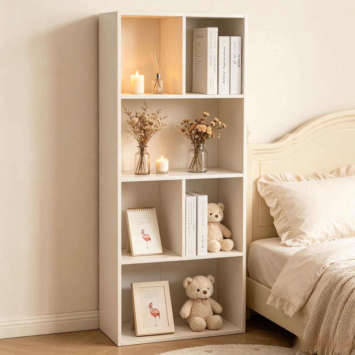 BÜCHERREGAL Weiß 6 Fächer 50/30/118 cm - Weiß, Holzwerkstoff (50/118/30cm) - PANGIVO