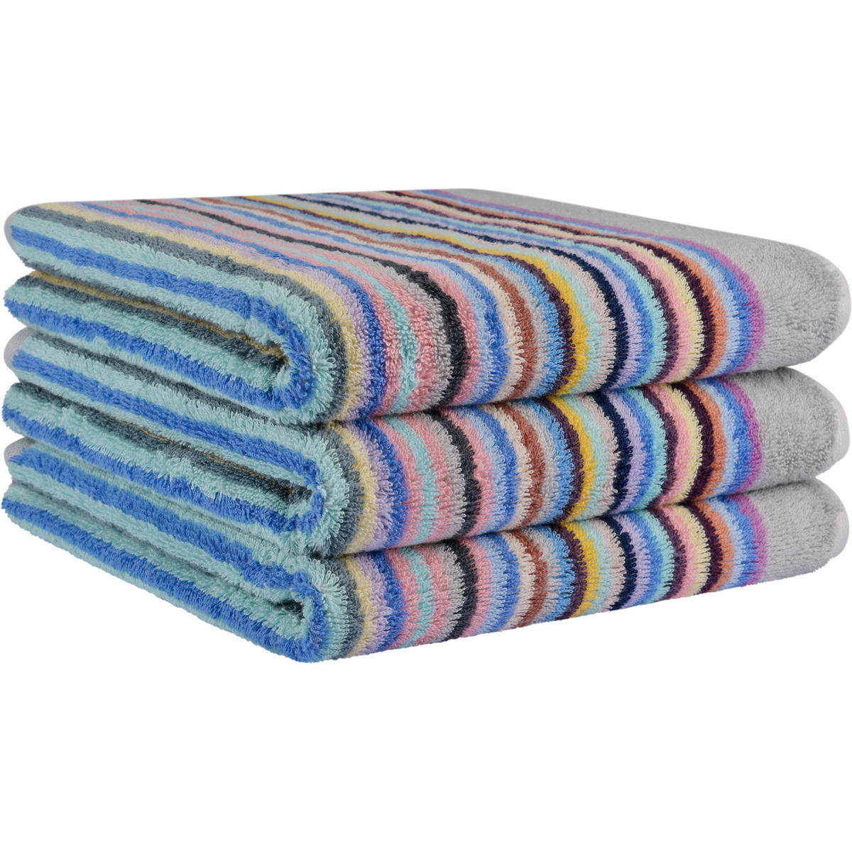 HANDTÜCHER REMAKE STREIFEN 2022 PLATIN-MULTICOLOR - 19 - Multicolor, Textil (50/100cm) - Cawoe
