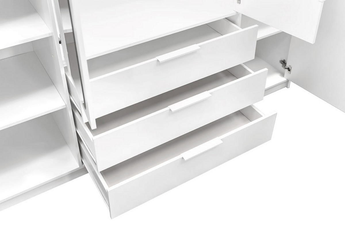 DREHTÜRENSCHRANK LABOO LUX 196/200/58 cm in Weiß mit Lamellen und Aufsatz - Weiß, Holzwerkstoff (196/245/58cm) - Deine Möbel 24