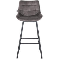 BARHOCKER 4er Set Visen Samt Grau - Grau, Textil (49/105/56cm) - DELUKE