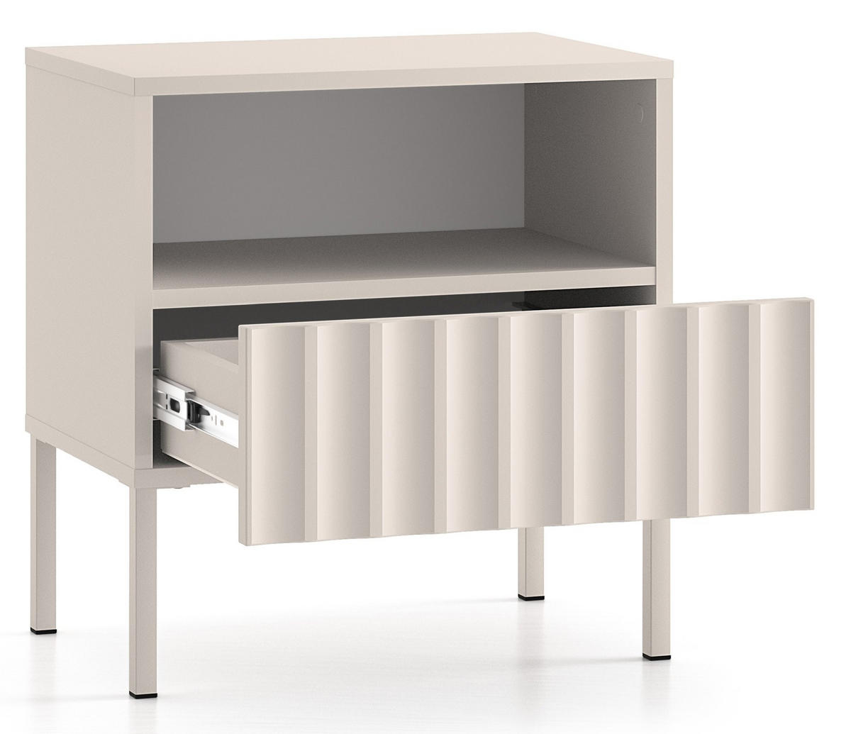 NACHTTISCH Derriva Hellbeige 50 cm - Ecru/Beige, Holzwerkstoff/Metall (50/53/35.2cm) - Selsey