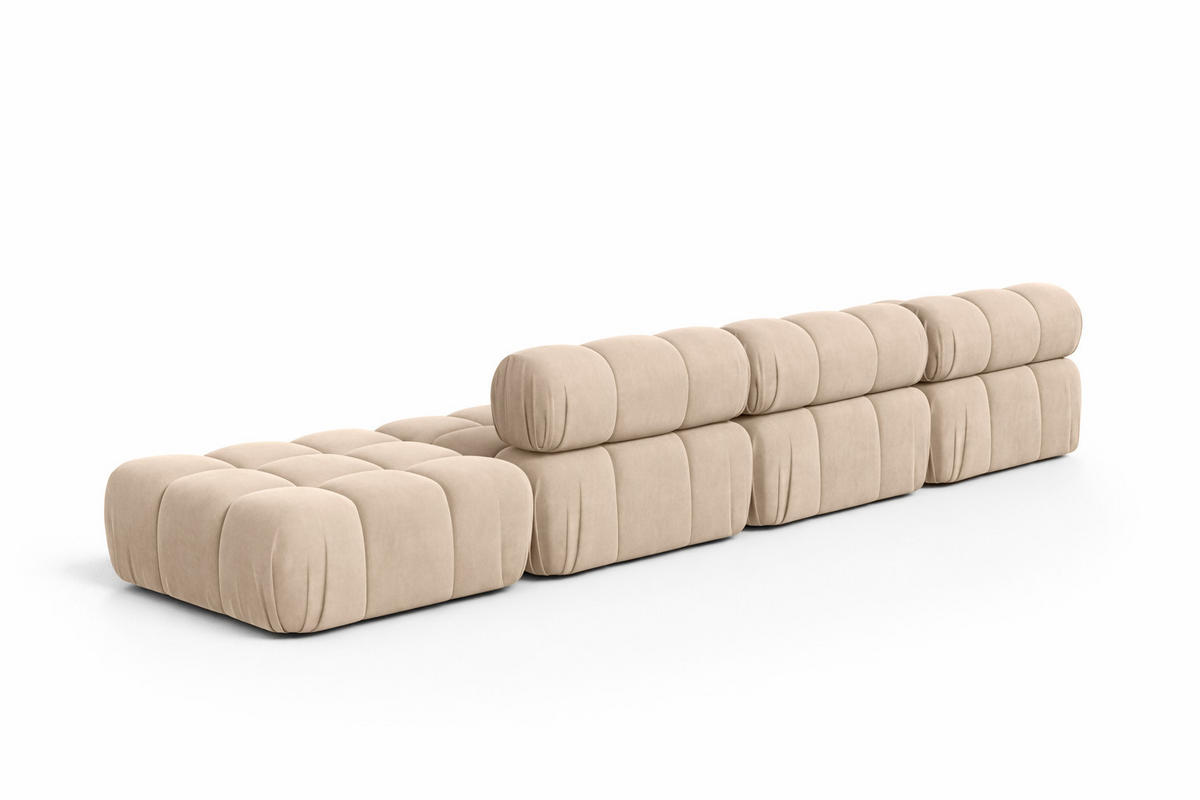 ECKSOFA L-Form XL, Stoff Velours Salvador, Beige, Links, Selia L XL - Beige, Holz (380/160cm) - Kaiser Möbel