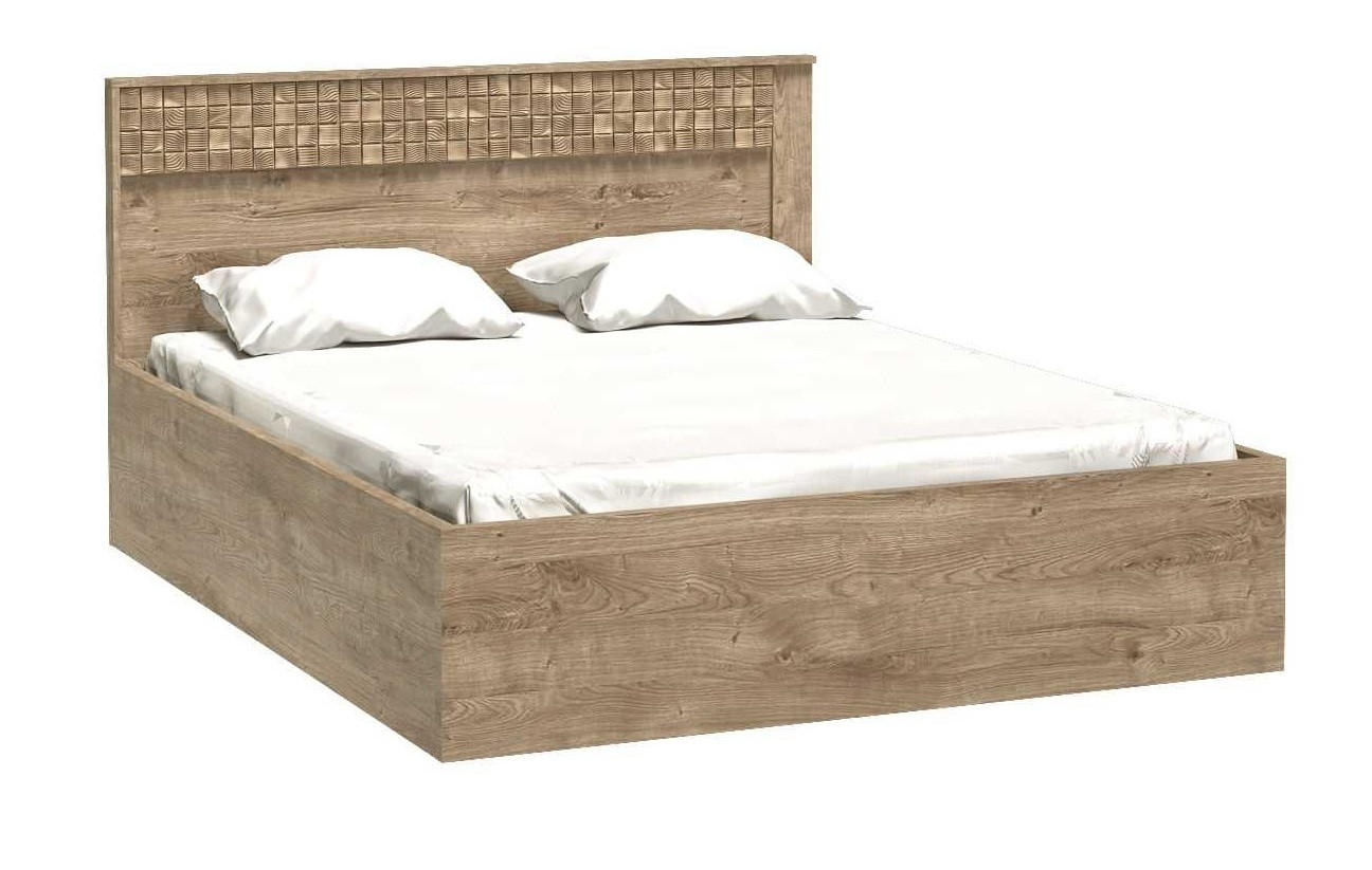 BETT NATURAL N-17 - Eichefarben, Holzwerkstoff - Meblini