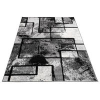 TEPPICH Kurzflor Geometrisches Rechteckmuster Wohnzimmer schmutzabweisend Grau Rechteckig 60x100 - Grau, Textil (60/100cm) - KADIMA DESIGN