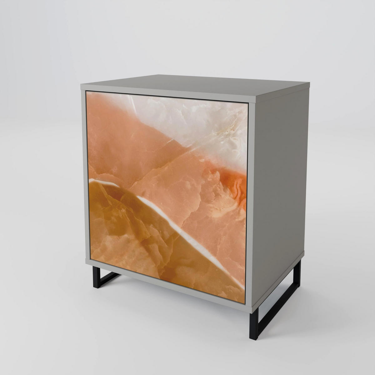 SIDEBOARD SANDHILLS SPLENDOUR, Grau, 57,5x42x75,5 cm, Goldfarbene Metallfüße - Goldfarben/Multicolor, Holzwerkstoff/Metall (57.5/75.5/42cm) - SpaceRebels