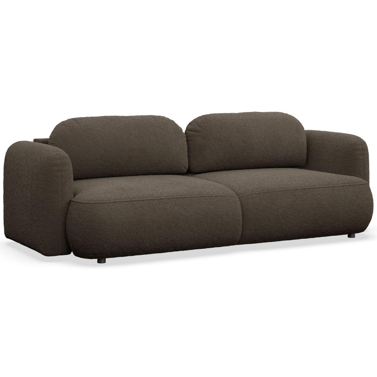 3-SITZER SCHLAFSOFA Tvoya Braun Bouclé - Schwarz/Braun, Kunststoff/Textil (253/82/110cm) - Selsey