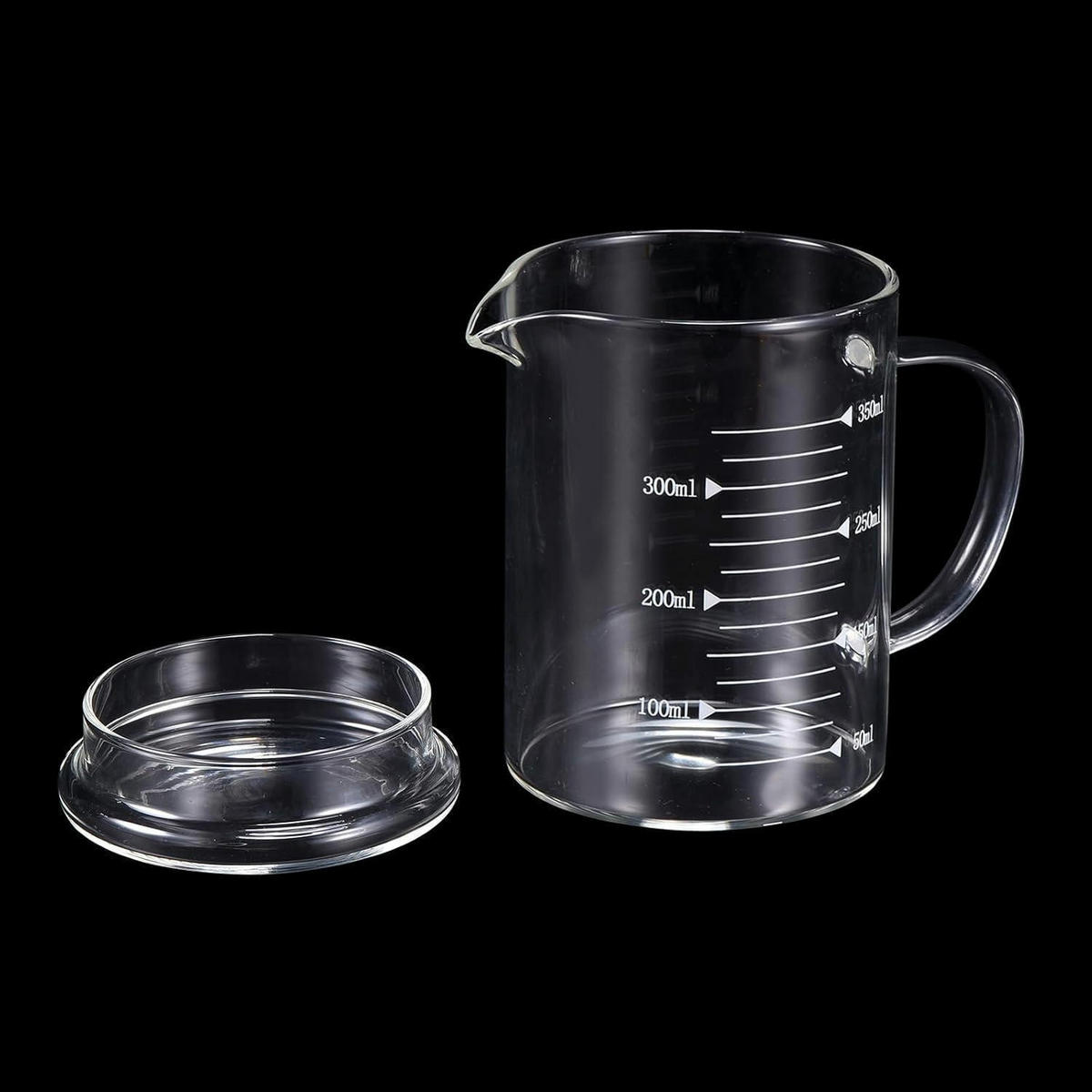 MESSBECHER Glas 350ml mit Skala und Deckel - Weiß, Glas (0.35L)