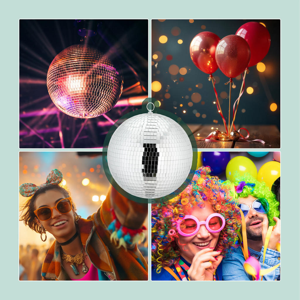 Thumbnail - Relaxdays Discokugel, Silber, Textil, Glas, Rund, 25x29x25 cm, Dekoration