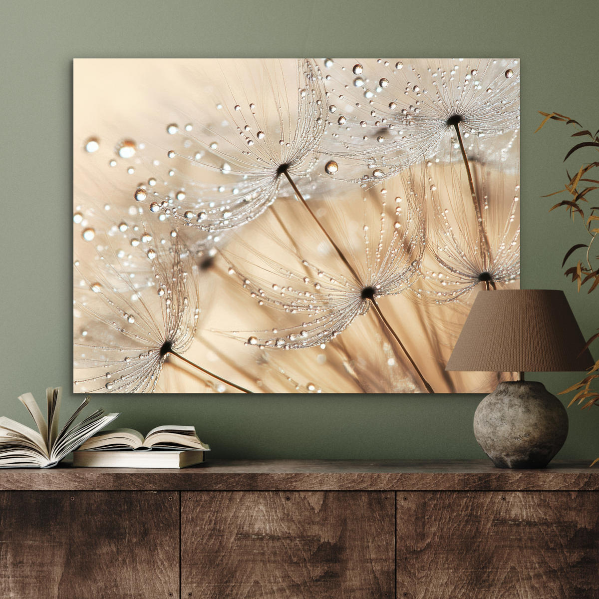KOVOVÝ OBRAZ Púpava - Abstraktné - Príroda - Béžová 80x60 cm - hnedá, kov (80/60cm) - MuchoWow