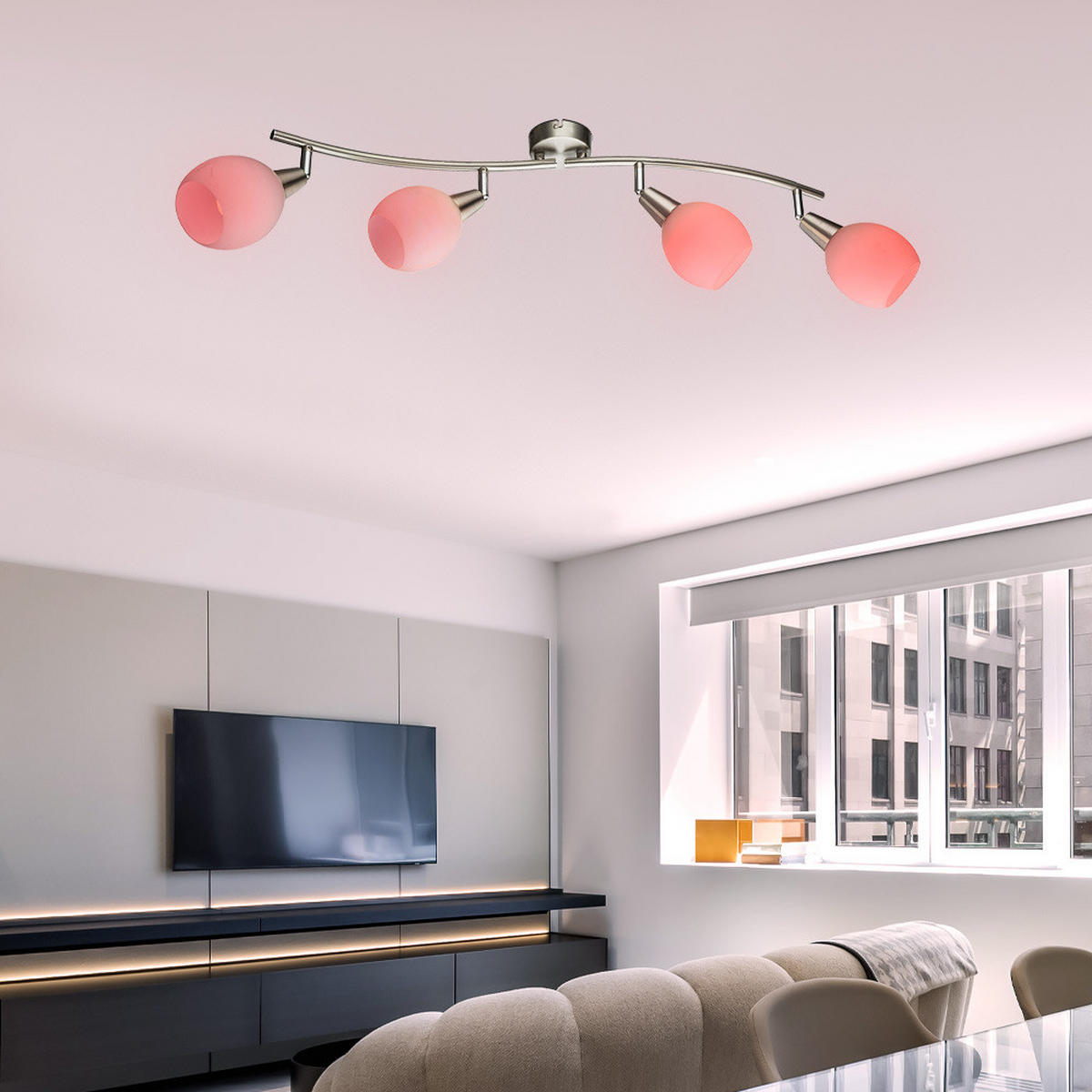 LED DECKENLEUCHTE Elliott Silber Metall Glas - Silberfarben, Glas (70/31.5/23cm) - Globo Lighting