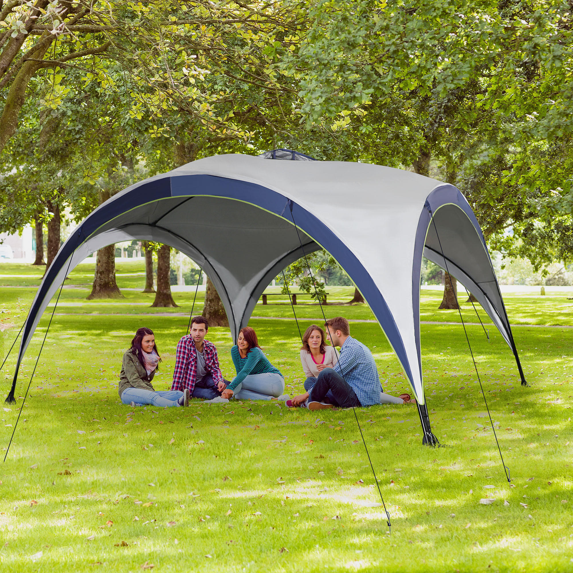 GARTENZELT Cremeweiß, Polyester, Metall - Creme, Kunststoff (400/400cm) - Outsunny