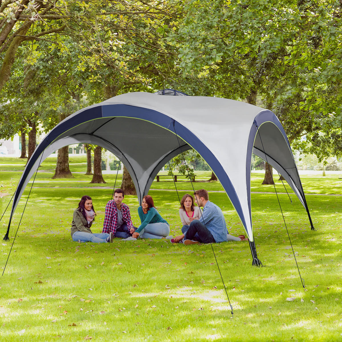 GARTENZELT Cremeweiß, Polyester, Metall - Creme, Kunststoff (400/400cm) - Outsunny