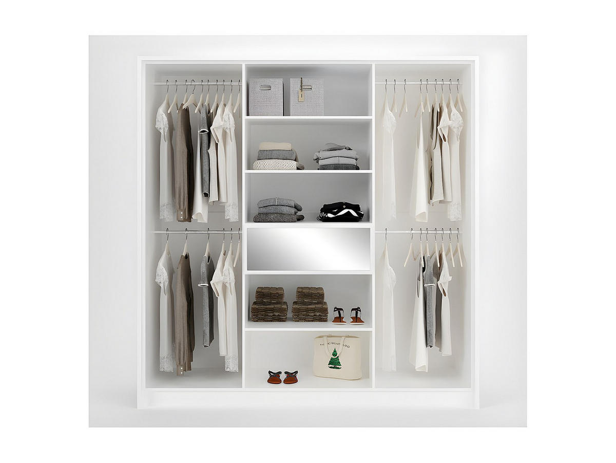 KLEIDERSCHRANK - 200 cm x 65 cm - Holz, Platte - Weiß ZADIA - Weiß, Holz (200/217/65cm) - Vente-Unique