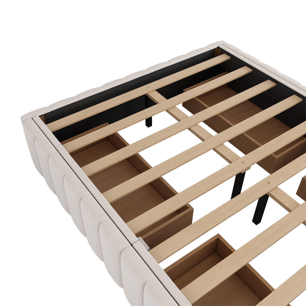 POLSTERBETT 140x200cm Beige minimalistisch ohne Kopfteil - Beige, Holz (140/200cm) - FLIEKS