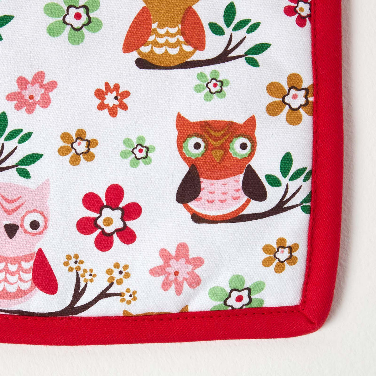 TOPFLAPPEN Eulen 20/20 cm, Baumwolle wattiert - Rot, Textil (20/20cm) - Homescapes