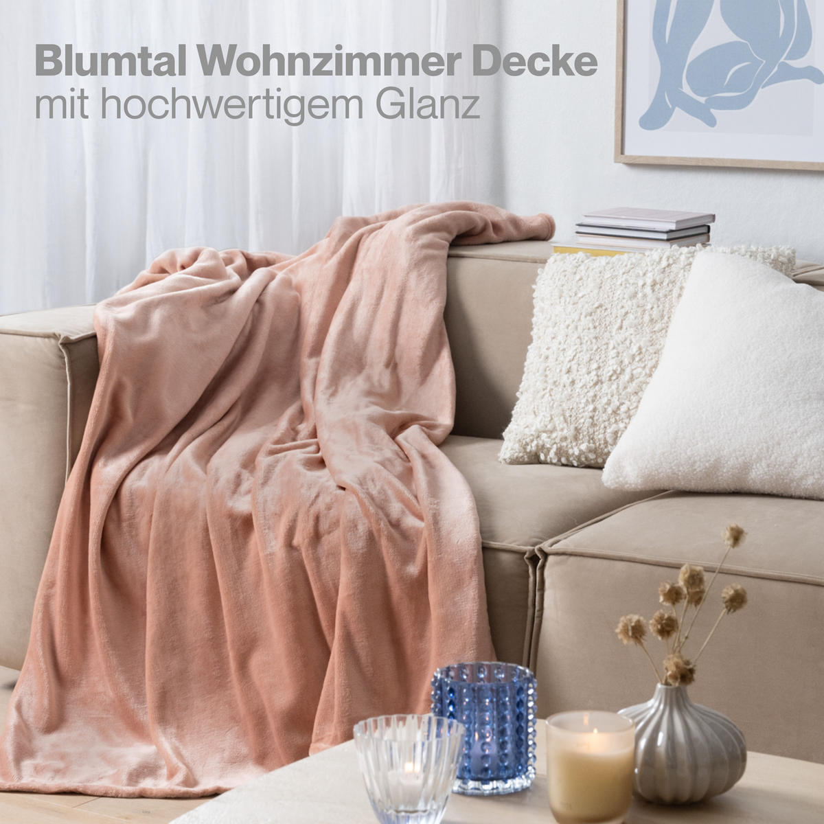 KUSCHELDECKE Anton 130/150 cm, Hellrosa - Hellrosa, Textil (130/150cm) - Blumtal