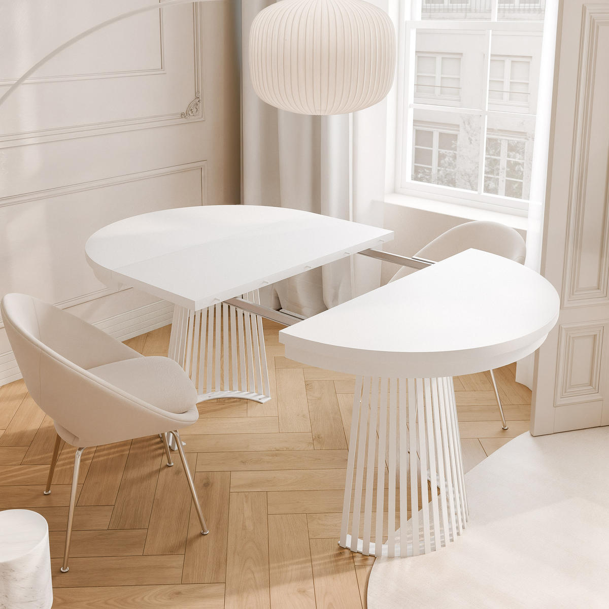 AUSZIEHTISCH AUREA 100-180/75 cm, Weiß - Weiß, Holzwerkstoff/Metall (100/100/75cm) - Idohome