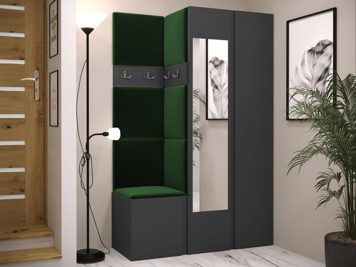 MOBILIER PENTRU HOL Orion XXVI - verde/grafit, material plastic/compozit lemnos (116/186/46cm) - MIRJAN24