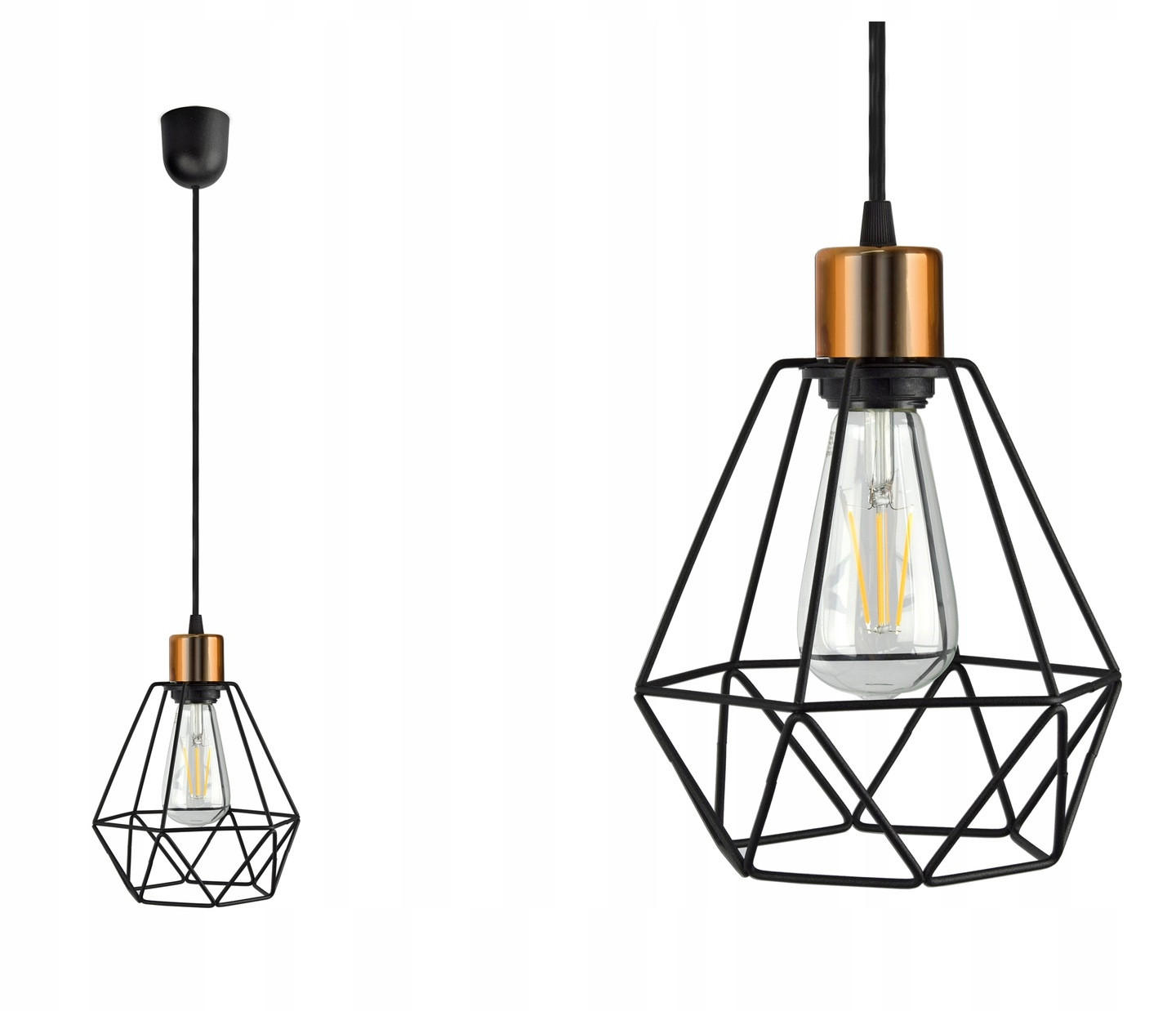 PENDELLEUCHTE EDISON II - Goldfarben/Schwarz, Metall (20/20/100cm) - kiki design
